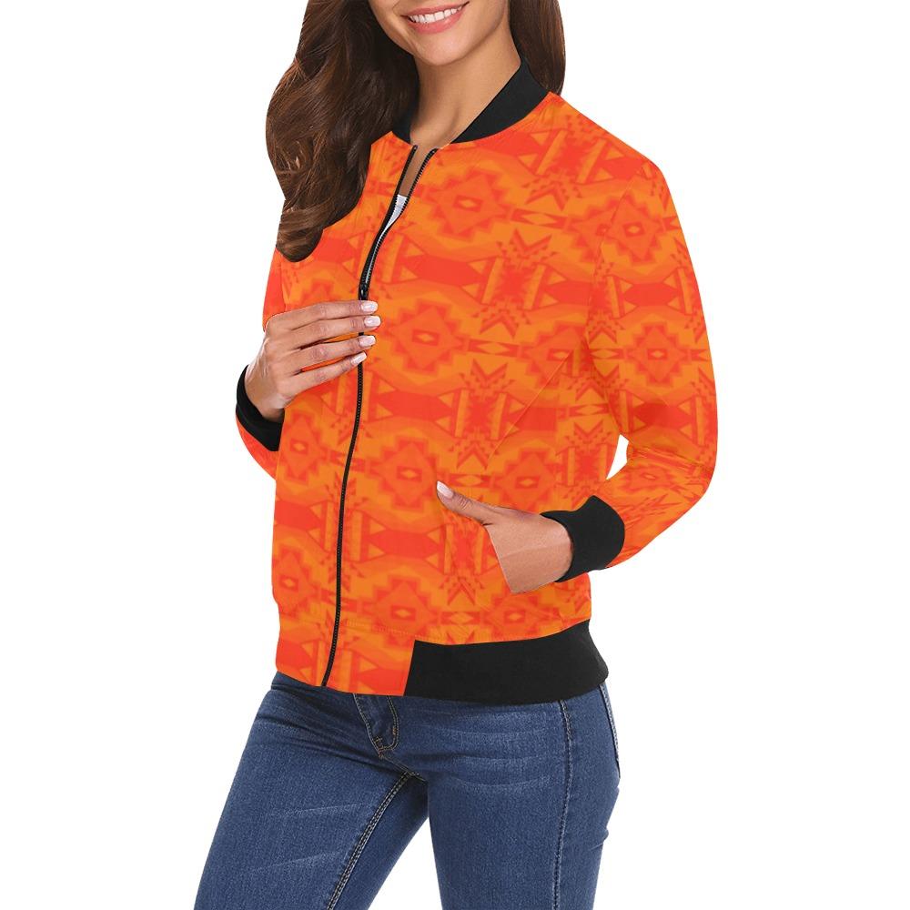 Fancy Orange Feather Directions All Over Print Bomber Jacket for Women (Model H19) All Over Print Bomber Jacket for Women (H19) e-joyer 