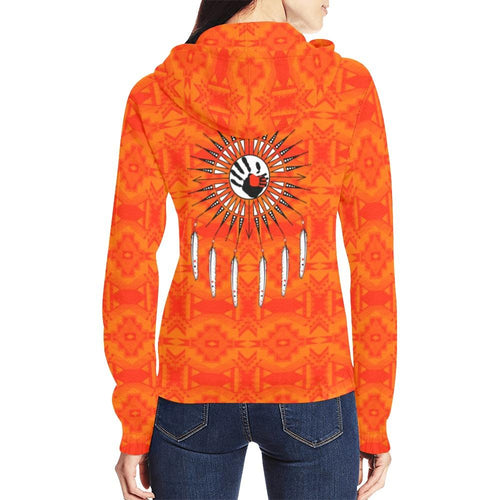 Fancy Orange Feather Directions All Over Print Full Zip Hoodie for Women (Model H14) All Over Print Full Zip Hoodie for Women (H14) e-joyer 