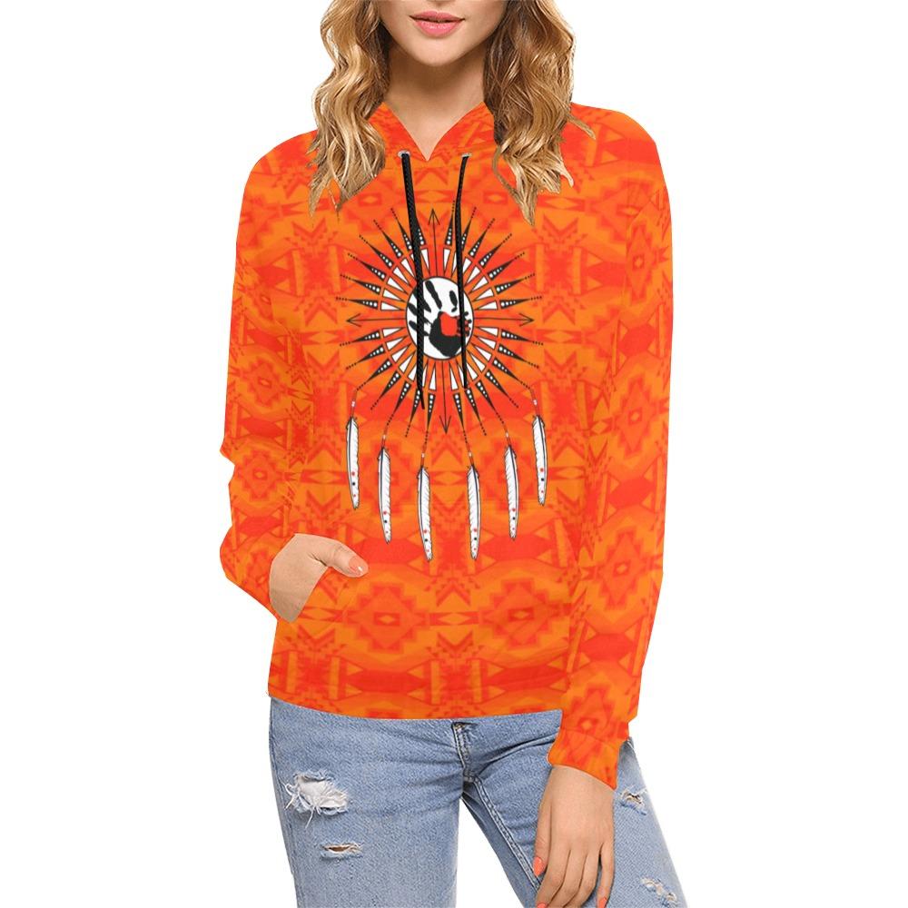 Fancy Orange Feather Directions All Over Print Hoodie for Women (USA Size) (Model H13) All Over Print Hoodie for Women (H13) e-joyer 