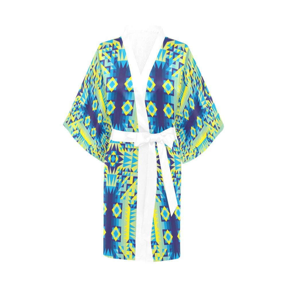 Kaleidoscope Jaune Bleu Kimono Robe