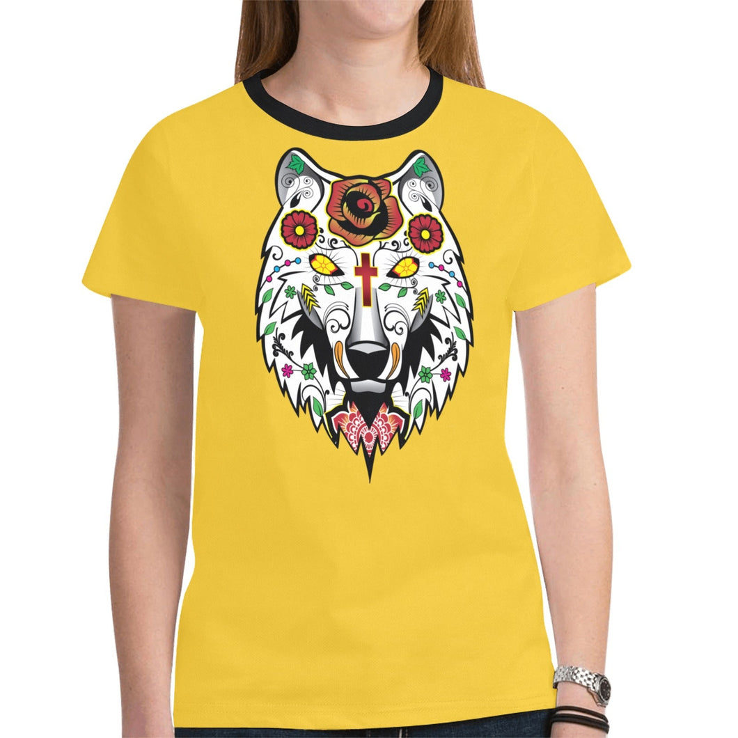 Wolf Spirit Guide Yellow New T-shirt for Women