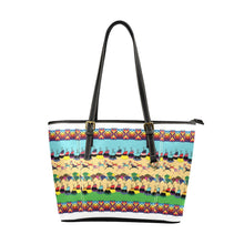 Load image into Gallery viewer, Horses and Buffalo Ledger White Leather Tote Bag
