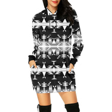 Load image into Gallery viewer, Between the Mountains Black and White Hoodie Dress
