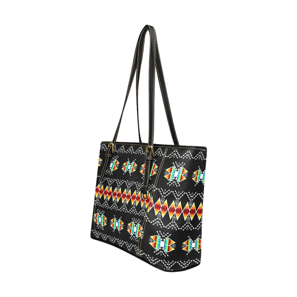 Sacred Trust Black Colour Leather Tote Bag