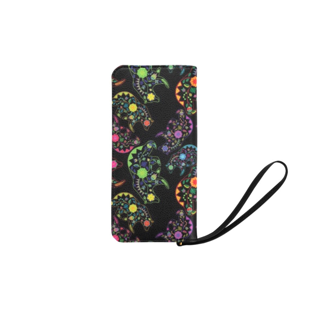 Neon Floral Bears Women's Clutch Purse