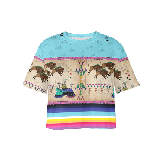 Buffalos Running Sky Crop Top