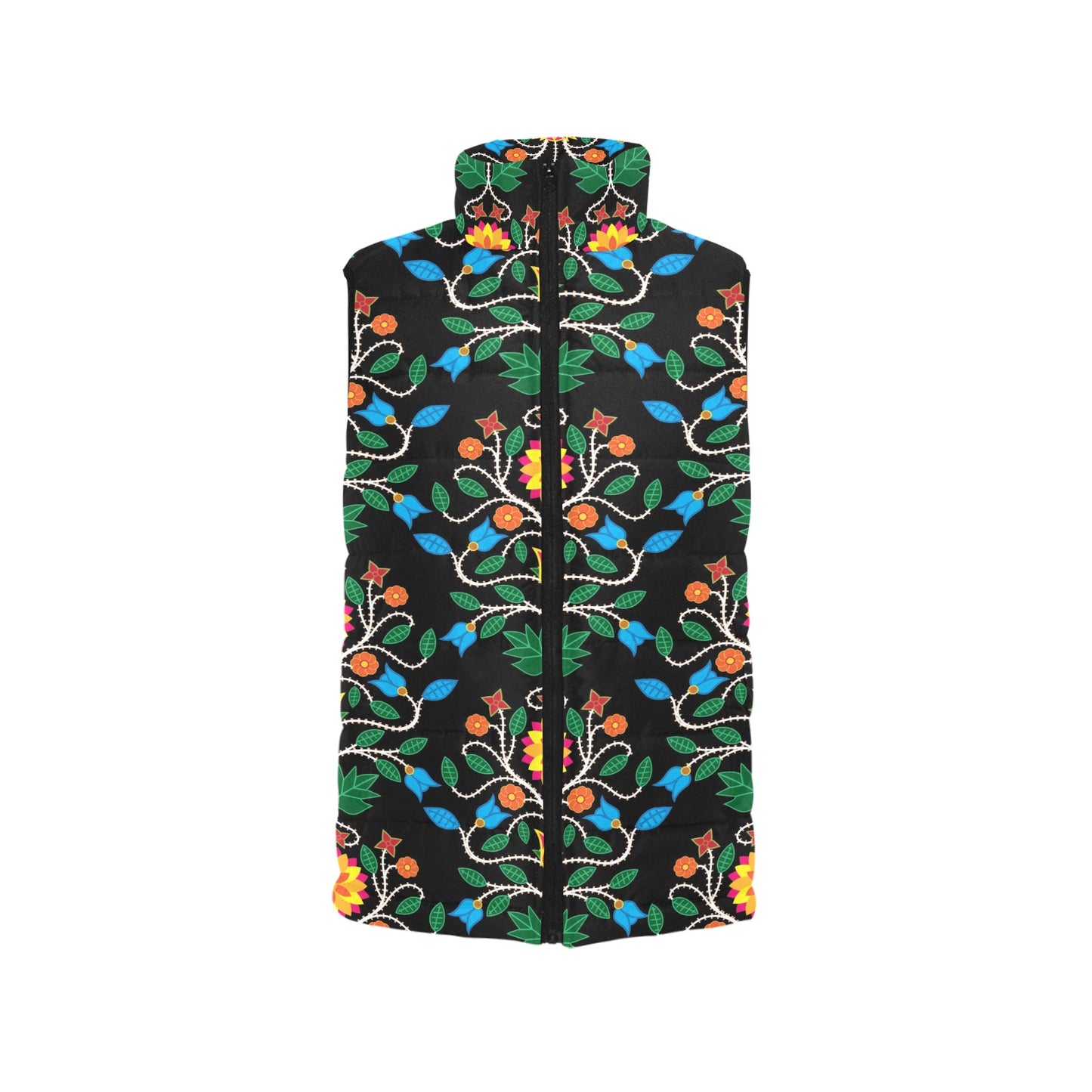 Floral Beadwork Four Clans Women's Padded Vest Jacket