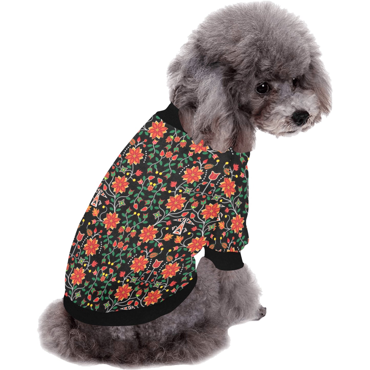 Floral Beadwork Six Bands Pet Dog Round Neck Shirt