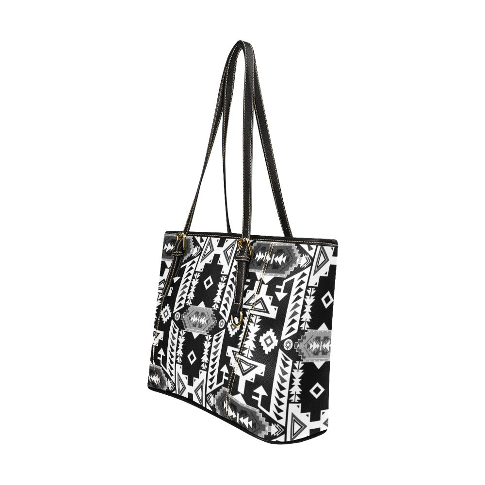 Chiefs Mountain Black and White Leather Tote Bag