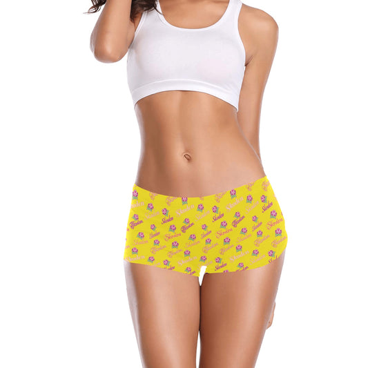 Ladies Skoden Floral Undergarment Yellow Women's Boyshort Panties (Model L31)