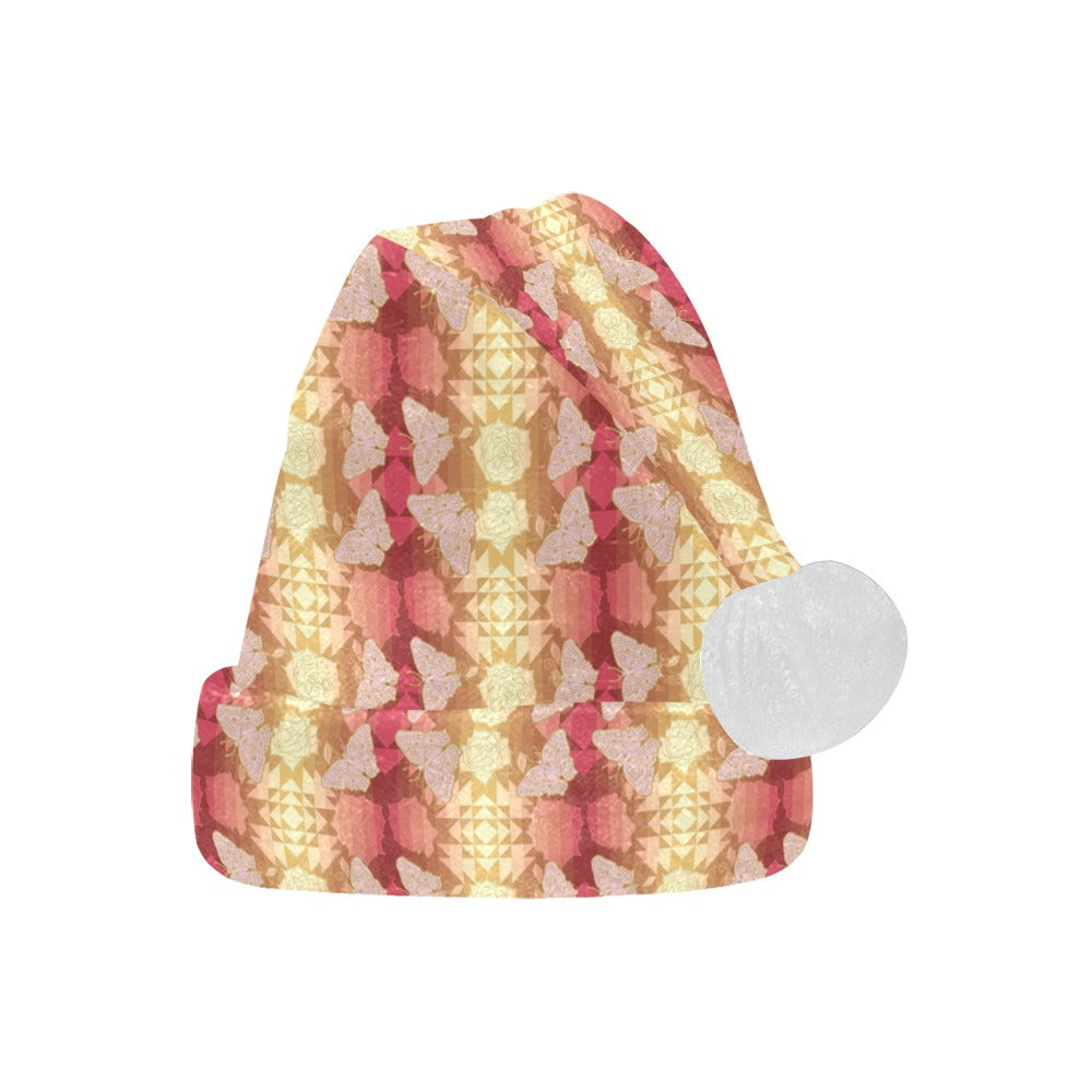 Butterfly and Roses on Geometric Santa Hat