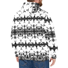 Load image into Gallery viewer, Between the Mountains White and Black Men&#39;s Long Sleeve Fleece Hoodie
