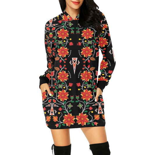 Floral Beadwork Six Bands Hoodie Dress