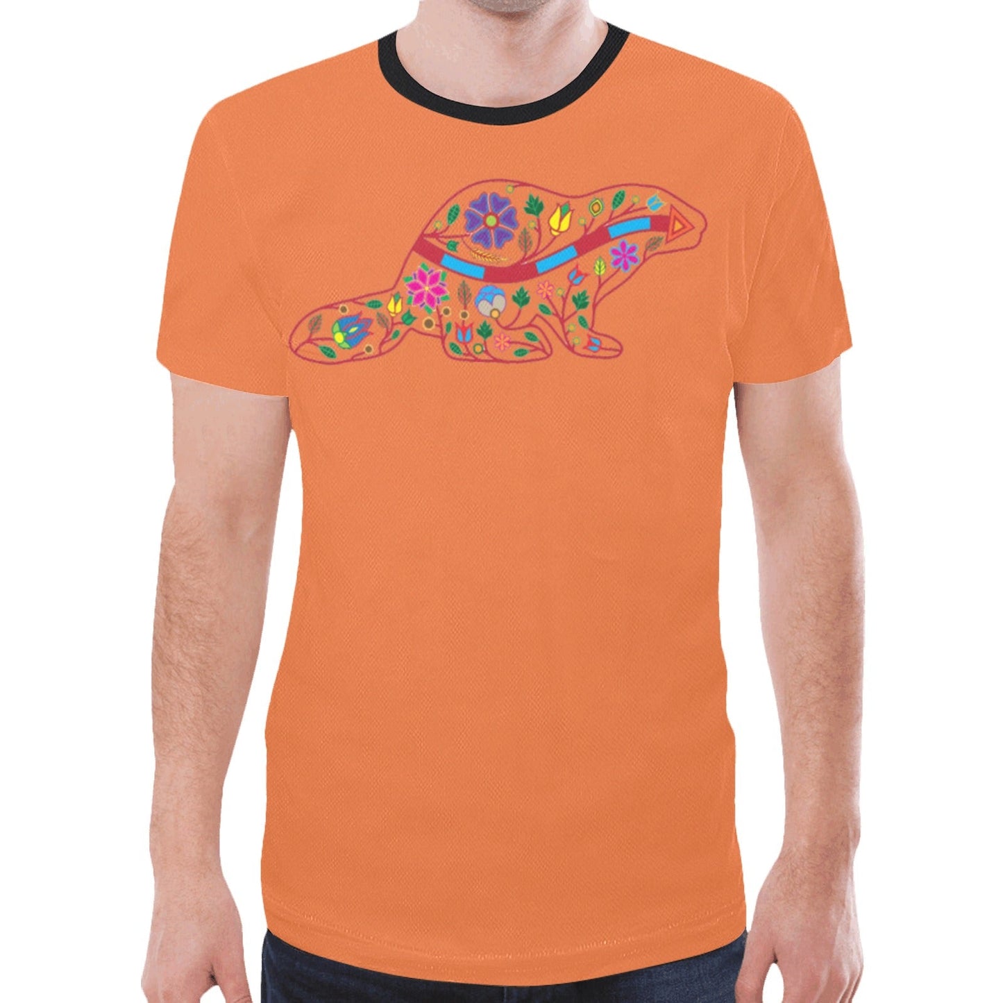 Floral Beaver Spirit Guide (Orange) New T-shirt for Men