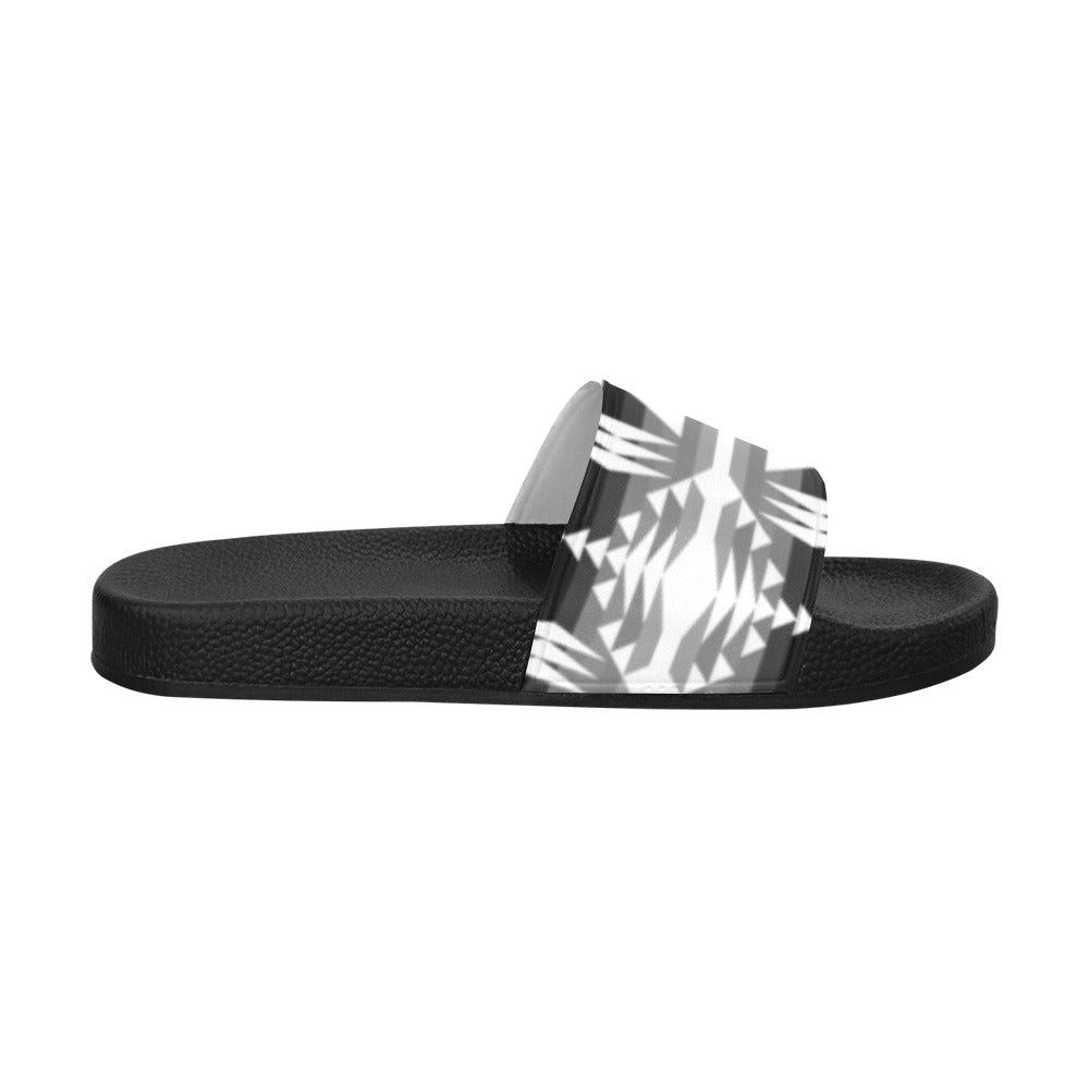 Between the Mountains Black and White Slide Sandals