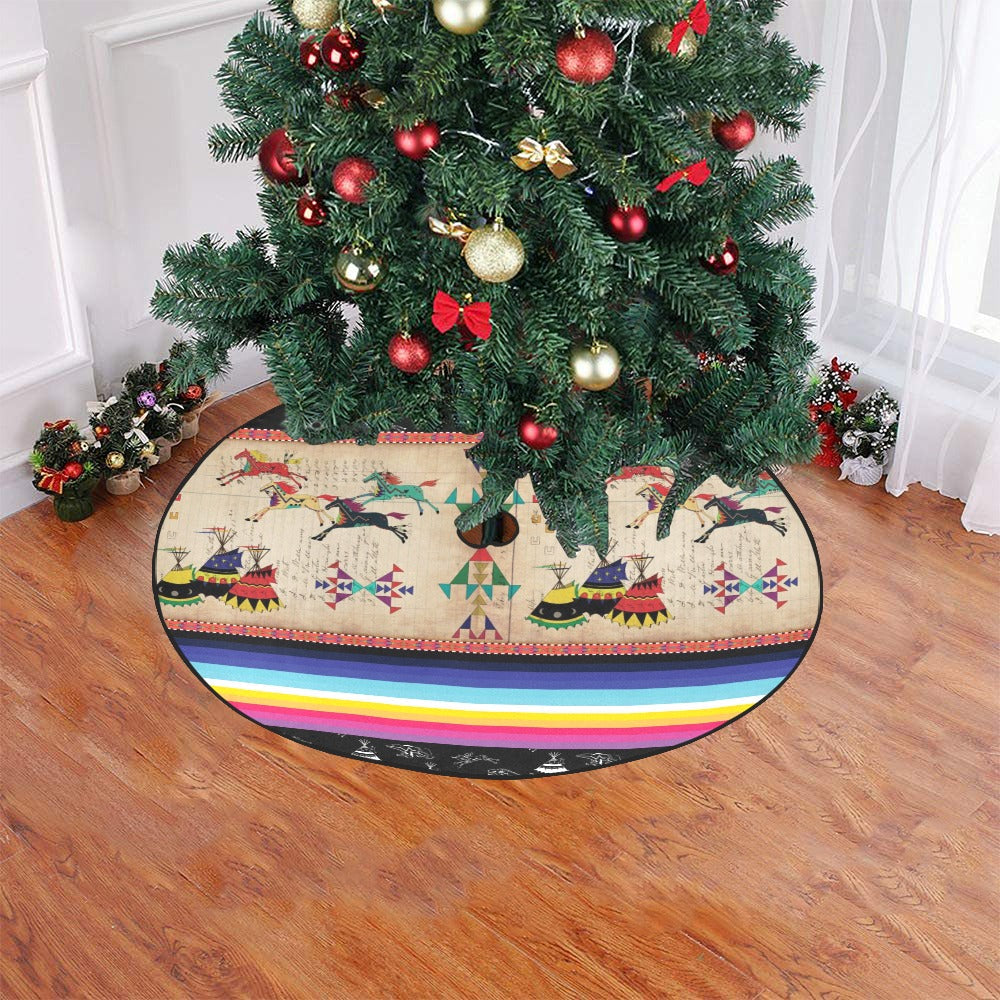 Horses Running Black Sky Tree Skirt