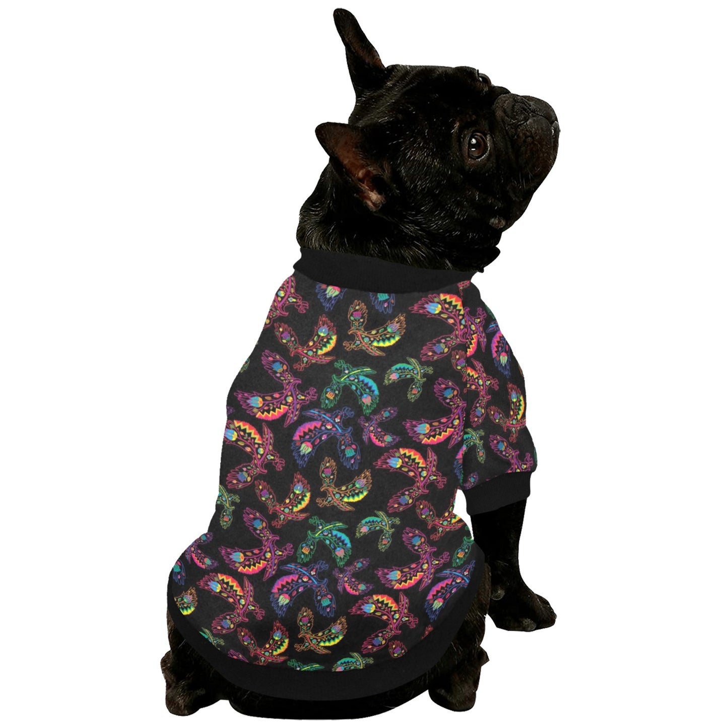 Neon Floral Eagles Pet Dog Round Neck Shirt