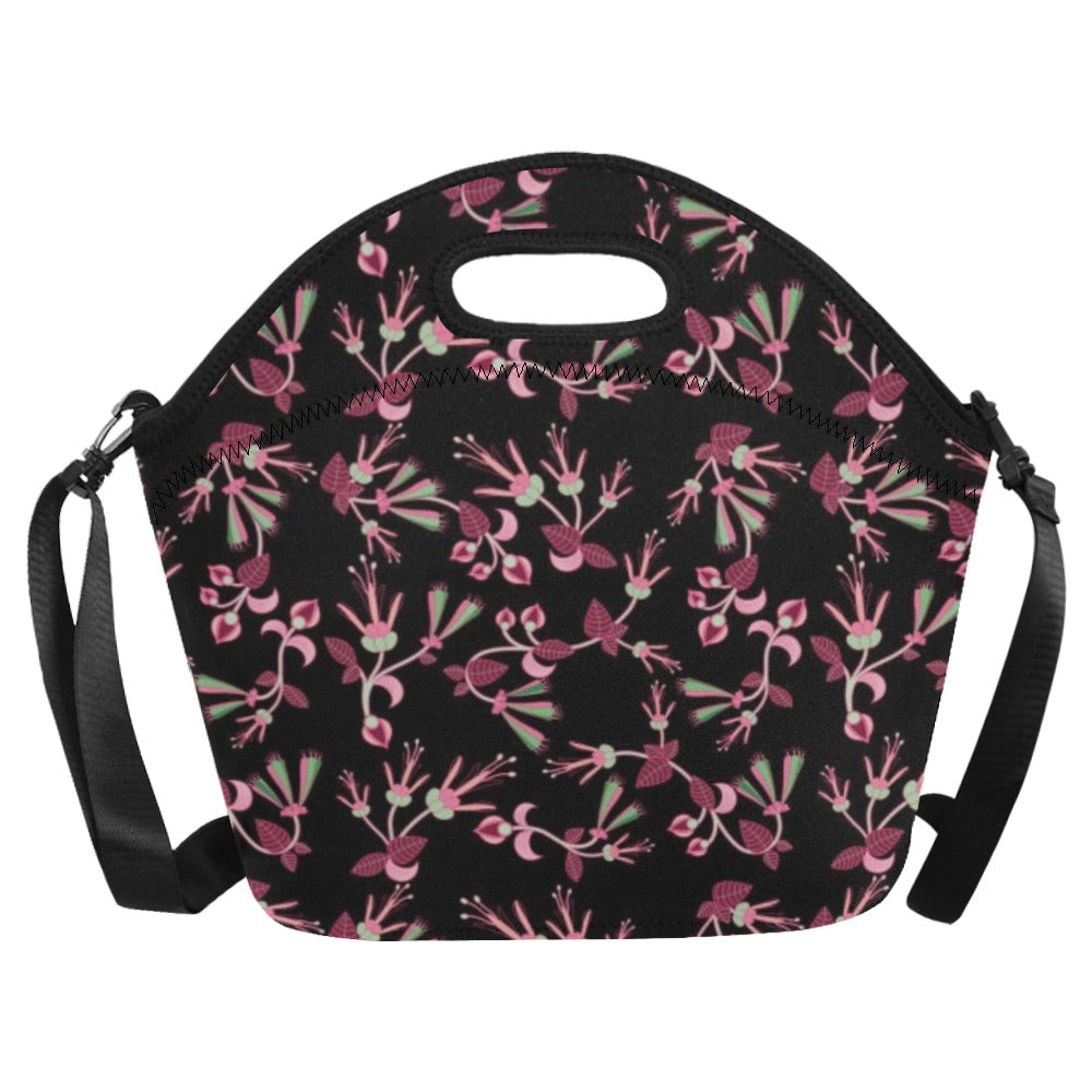 Floral Green Black Neoprene Lunch Bag/Large