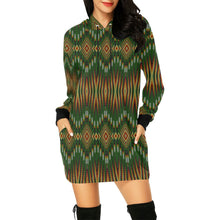 Load image into Gallery viewer, Fire Feather Green Hoodie Dress
