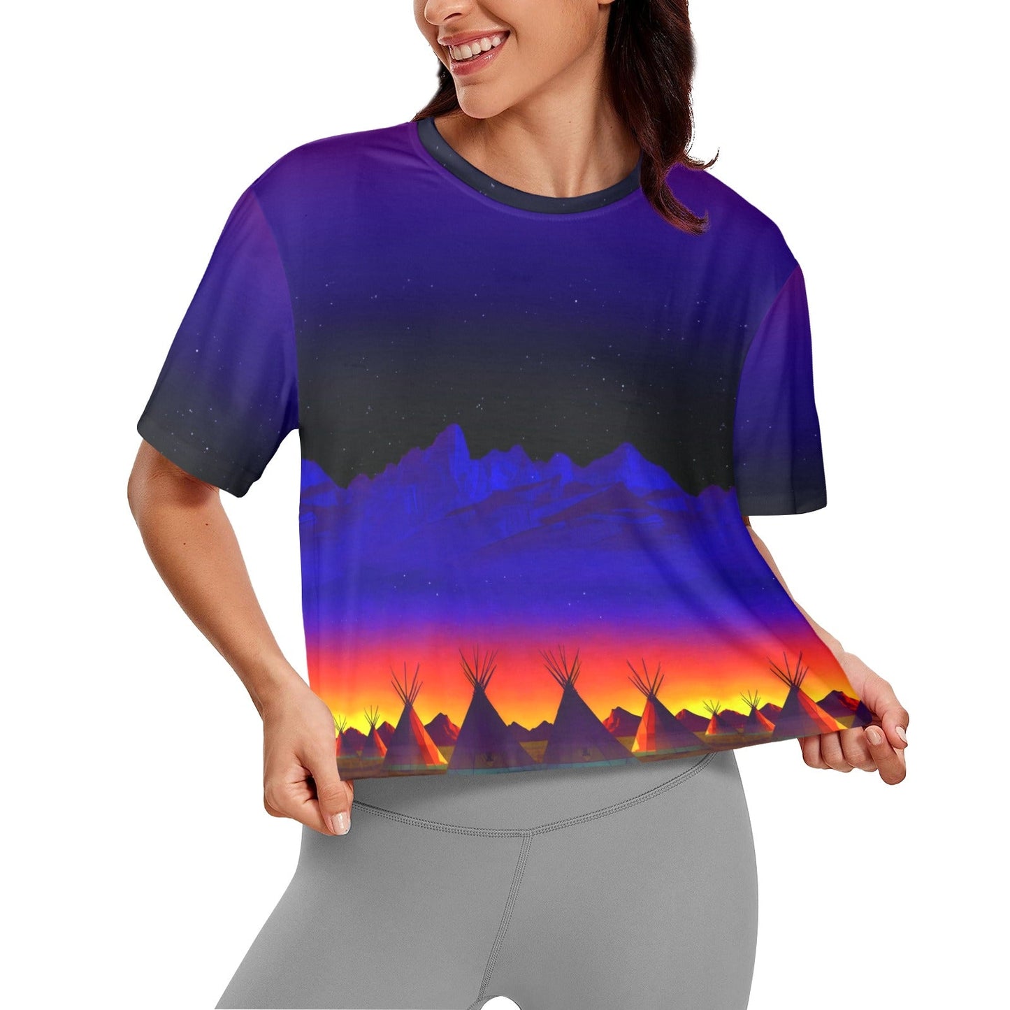 Teepees Northern Lights Crop Top