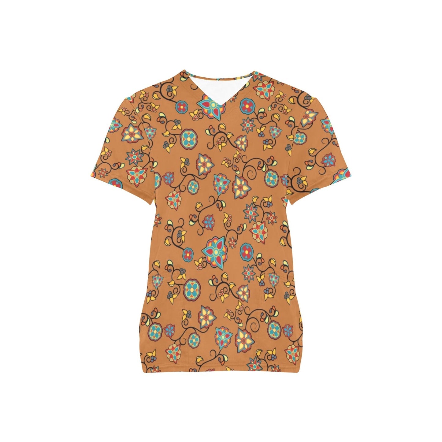 Fire Bloom Light All Over Print Scrub Top Scrub Top e-joyer 
