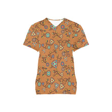 Load image into Gallery viewer, Fire Bloom Light All Over Print Scrub Top Scrub Top e-joyer 
