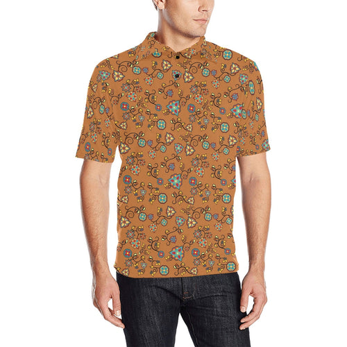 Fire Bloom Light Men's All Over Print Polo Shirt (Model T55) Men's Polo Shirt (Model T55) e-joyer 