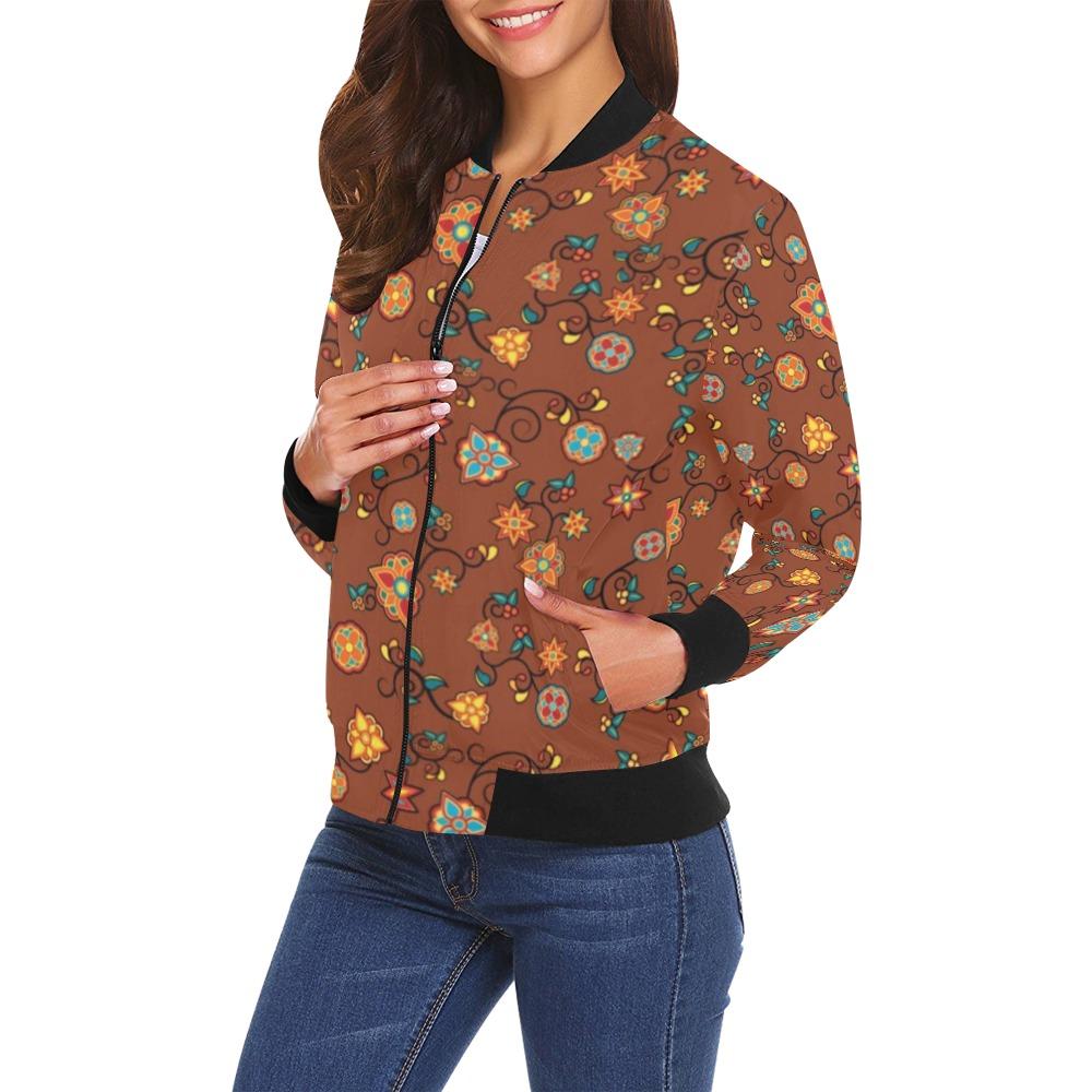 Fire Bloom Shade All Over Print Bomber Jacket for Women (Model H19) Jacket e-joyer 