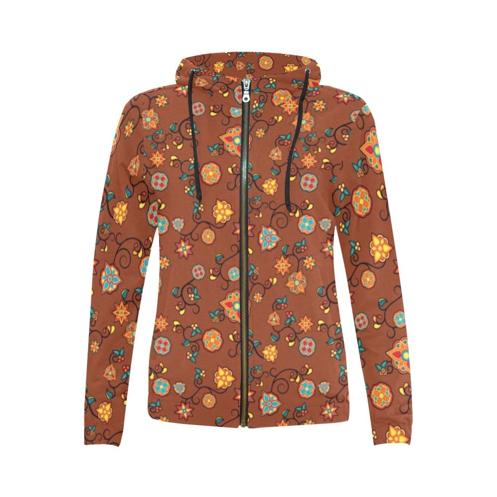 Fire Bloom Shade All Over Print Full Zip Hoodie for Women (Model H14) All Over Print Full Zip Hoodie for Women (H14) e-joyer 