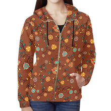 Load image into Gallery viewer, Fire Bloom Shade All Over Print Full Zip Hoodie for Women (Model H14) All Over Print Full Zip Hoodie for Women (H14) e-joyer 
