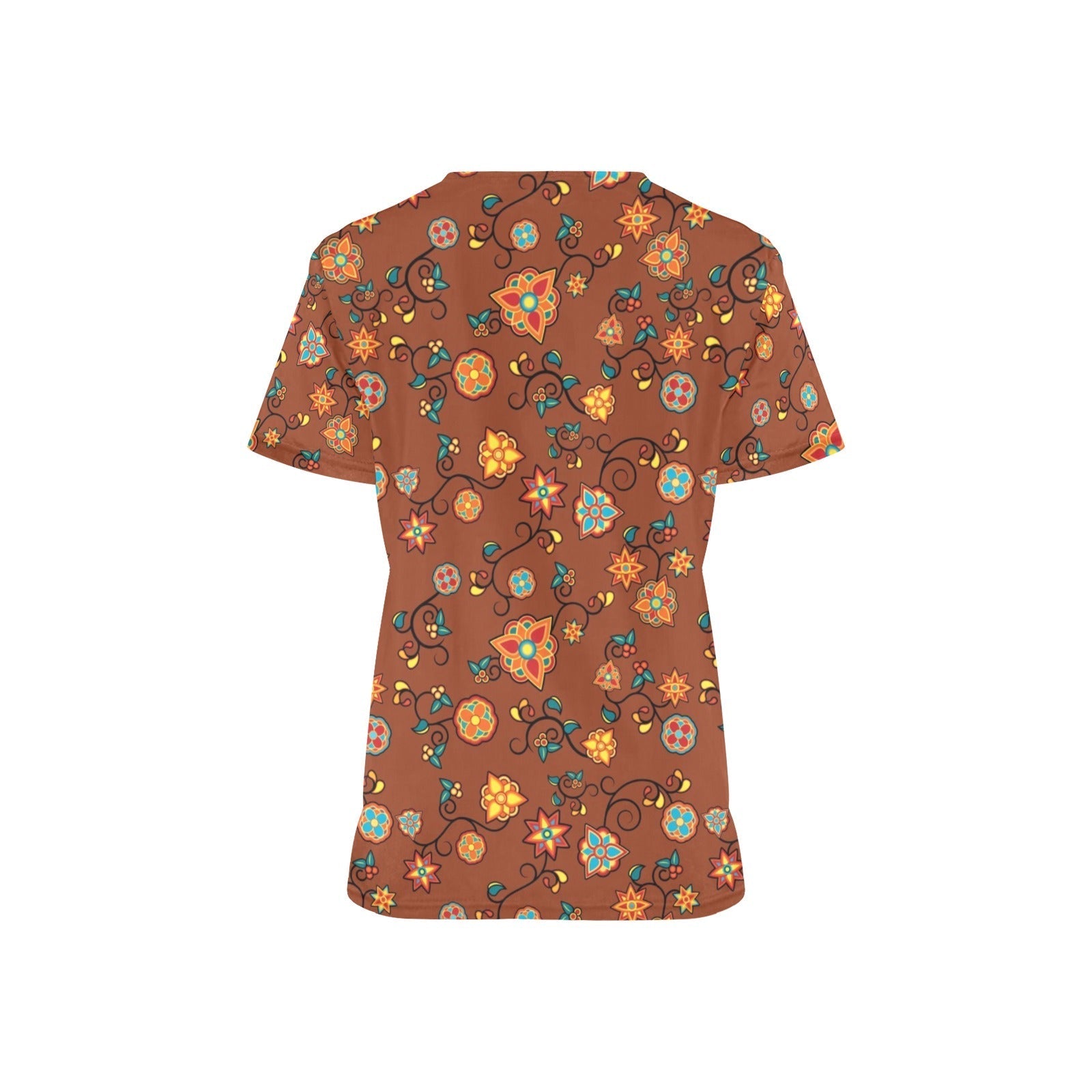 Fire Bloom Shade All Over Print Scrub Top Scrub Top e-joyer 