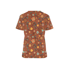 Load image into Gallery viewer, Fire Bloom Shade All Over Print Scrub Top Scrub Top e-joyer 
