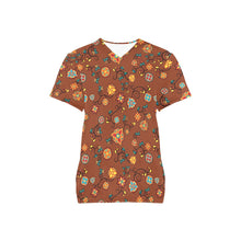 Load image into Gallery viewer, Fire Bloom Shade All Over Print Scrub Top Scrub Top e-joyer 
