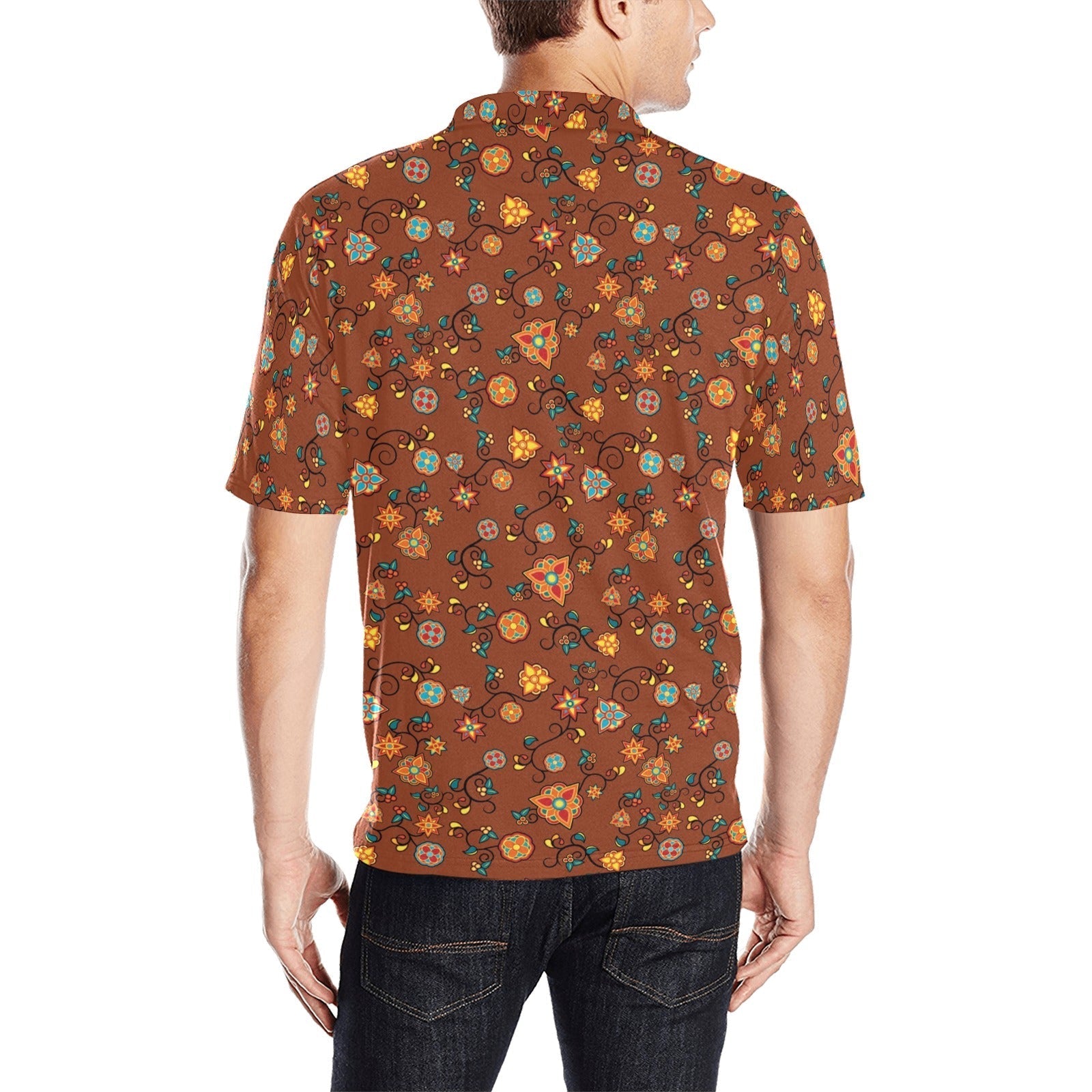 Fire Bloom Shade Men's All Over Print Polo Shirt (Model T55) Men's Polo Shirt (Model T55) e-joyer 