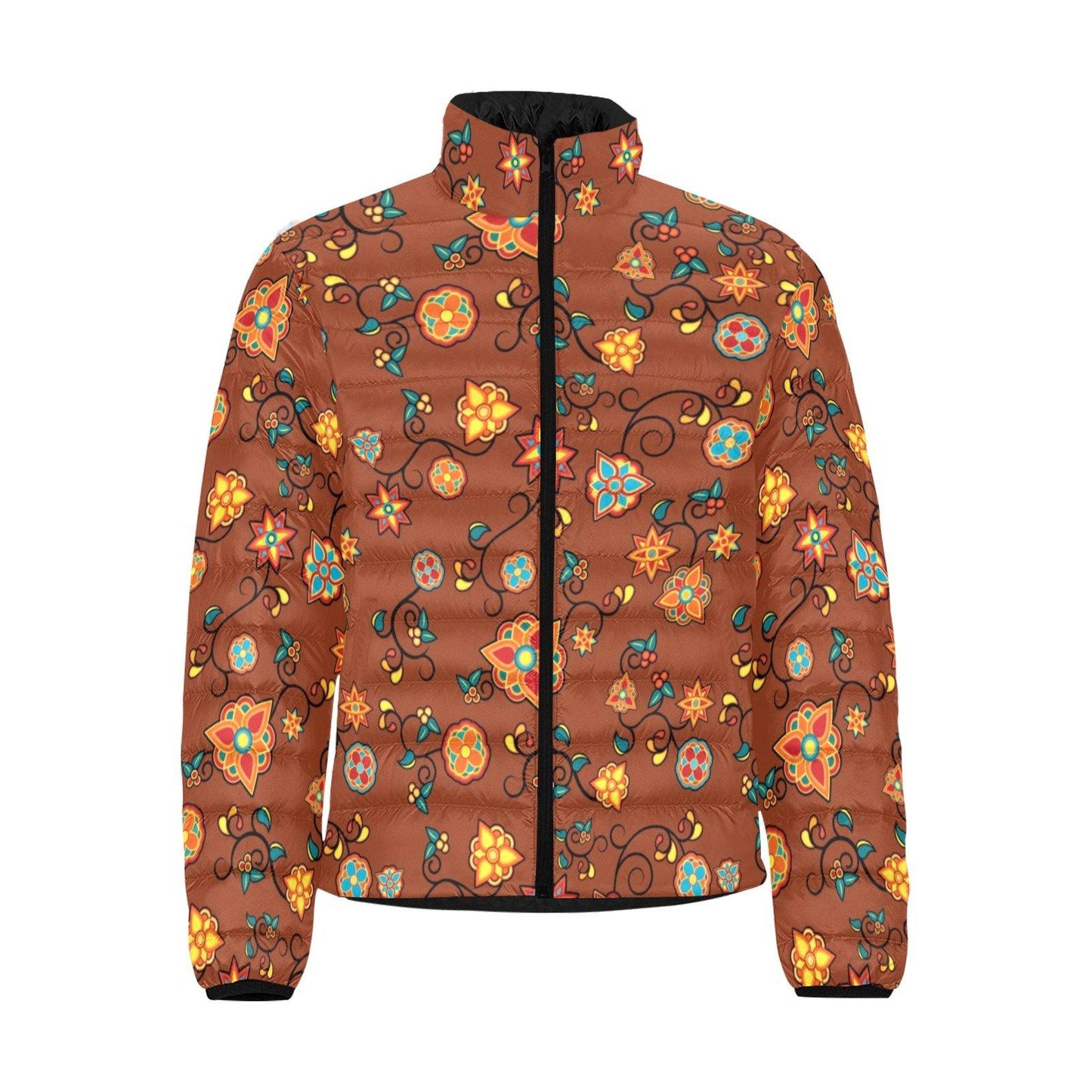 Fire Bloom Shade Men's Stand Collar Padded Jacket (Model H41) Men's Stand Collar Padded Jacket (H41) e-joyer 