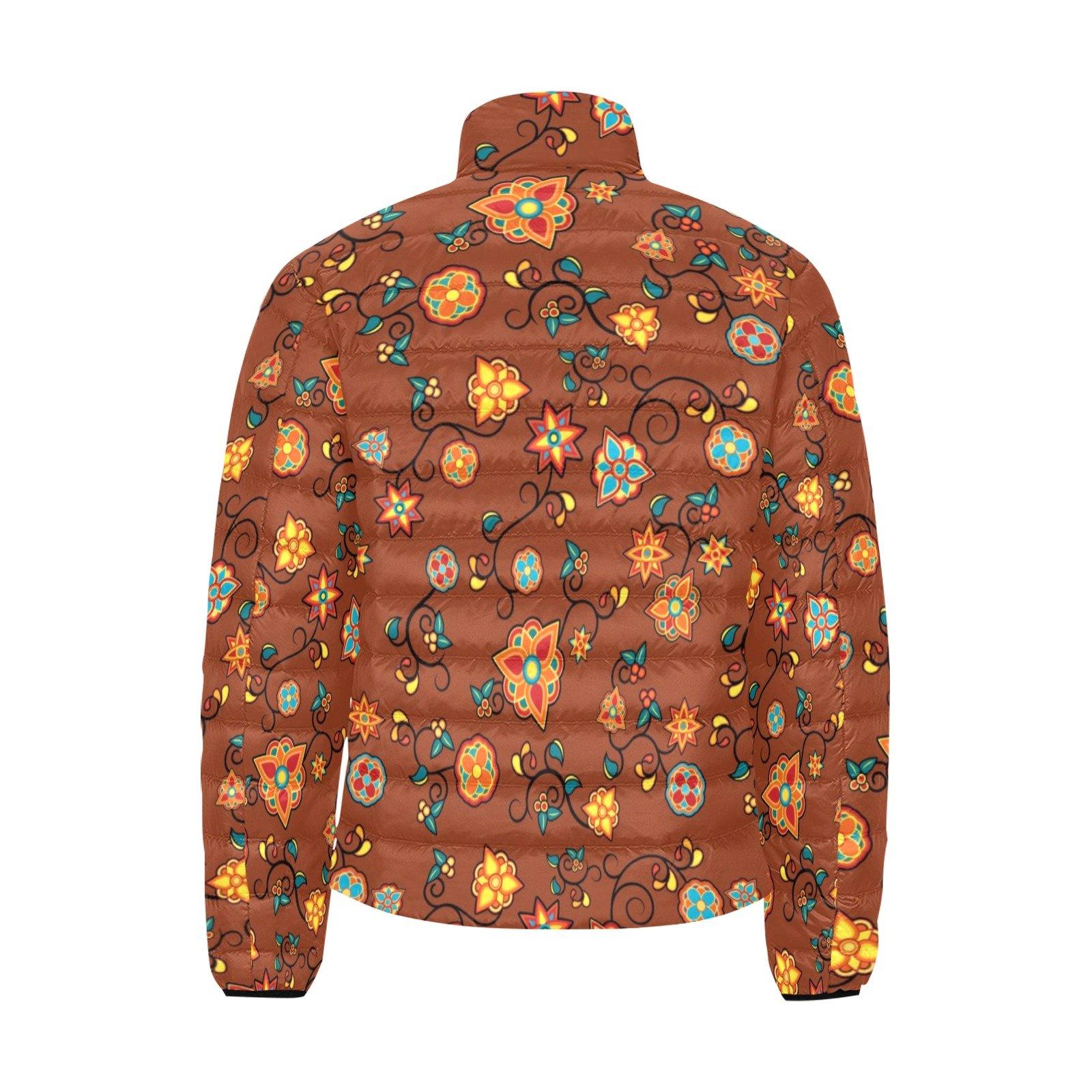 Fire Bloom Shade Men's Stand Collar Padded Jacket (Model H41) Men's Stand Collar Padded Jacket (H41) e-joyer 