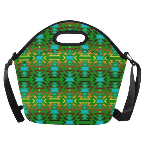 Fire Colors and Sky Green Neoprene Lunch Bag/Large (Model 1669) Neoprene Lunch Bag/Large (1669) e-joyer 