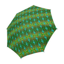 Load image into Gallery viewer, Fire Colors and Sky Green Semi-Automatic Foldable Umbrella Semi-Automatic Foldable Umbrella e-joyer 
