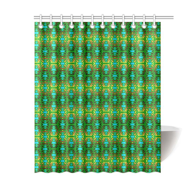 Fire Colors and Sky Green Shower Curtain 60