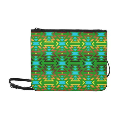Fire Colors and Sky Green Slim Clutch Bag (Model 1668) Slim Clutch Bags (1668) e-joyer 