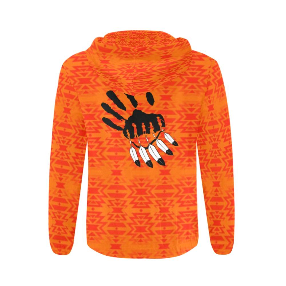 Fire Colors and Turquoise A feather for each All Over Print Full Zip Hoodie for Men (Model H14) All Over Print Full Zip Hoodie for Men (H14) e-joyer 