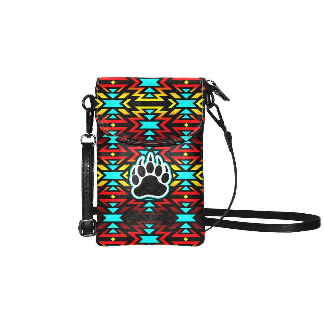 Fire Colors and Turquoise Bearpaw Small Cell Phone Purse (Model 1711) Small Cell Phone Purse (1711) e-joyer 