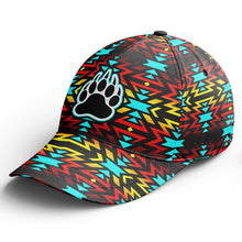 Load image into Gallery viewer, Fire Colors and Turquoise Bearpaw Snapback Hat hat Herman 
