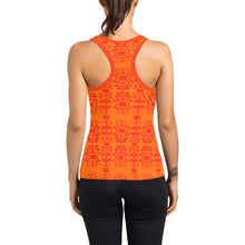 Load image into Gallery viewer, Fire Colors and Turquoise Orange A feather for each Women&#39;s Racerback Tank Top (Model T60) Racerback Tank Top (T60) e-joyer 
