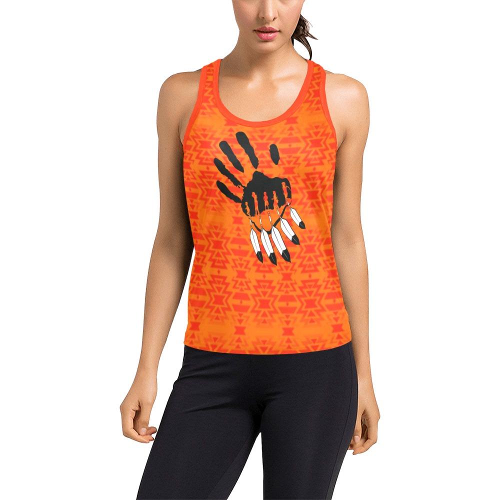 Fire Colors and Turquoise Orange A feather for each Women's Racerback Tank Top (Model T60) Racerback Tank Top (T60) e-joyer 