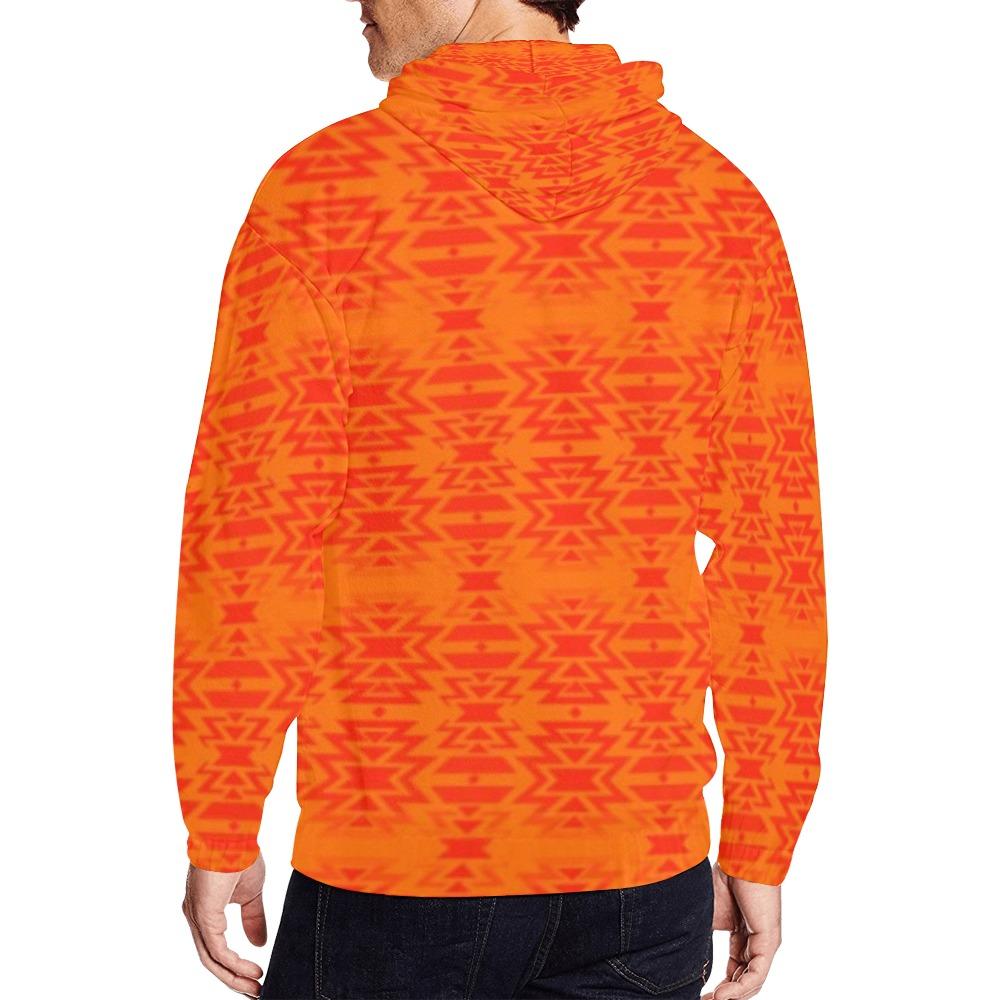 Fire Colors and Turquoise Orange All Over Print Full Zip Hoodie for Men (Model H14) All Over Print Full Zip Hoodie for Men (H14) e-joyer 