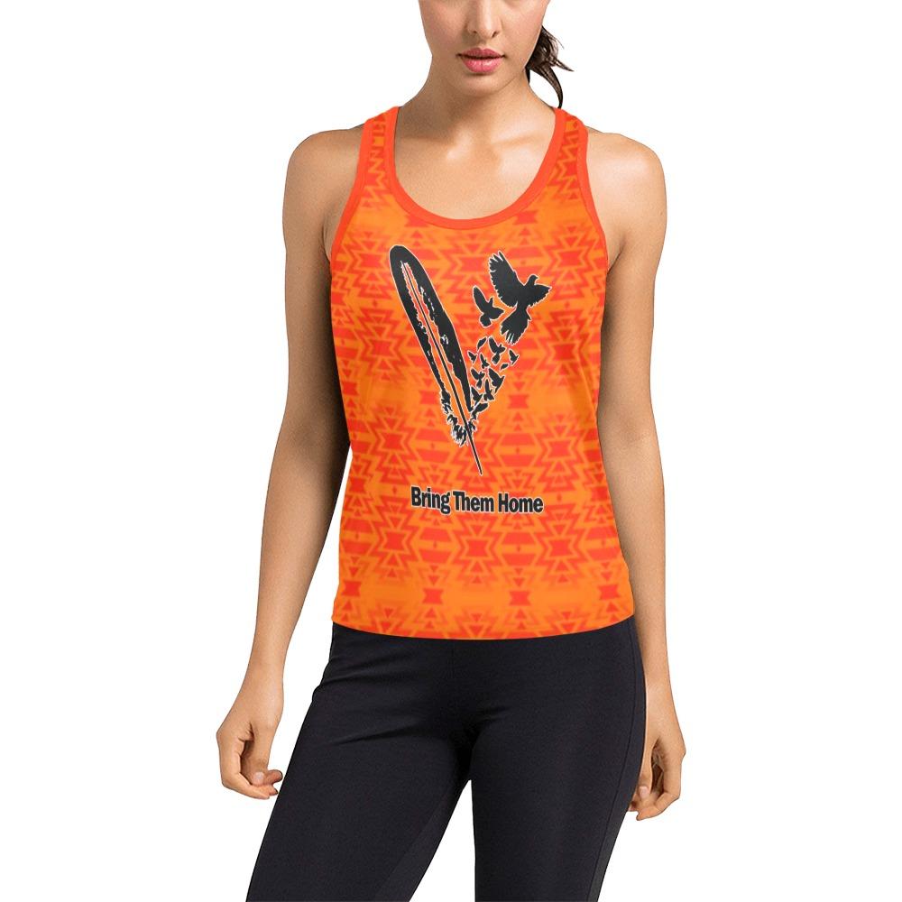 Fire Colors and Turquoise Orange Bring Them Home Women's Racerback Tank Top (Model T60) Racerback Tank Top (T60) e-joyer 