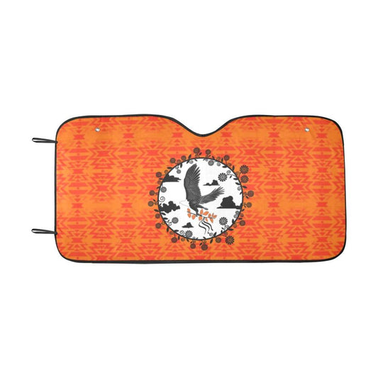 Fire Colors and Turquoise Orange Carrying Their Prayers Car Sun Shade 55"x30" Car Sun Shade e-joyer 
