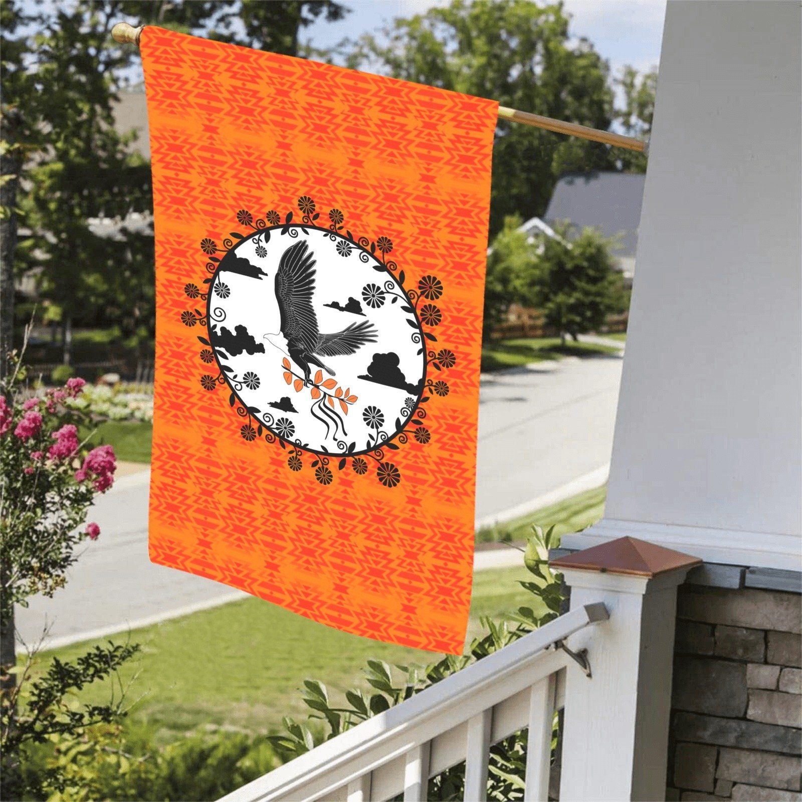 Fire Colors and Turquoise Orange - Carrying Their Prayers Garden Flag 36''x60'' (Two Sides Printing) Garden Flag 36‘’x60‘’ (Two Sides) e-joyer 