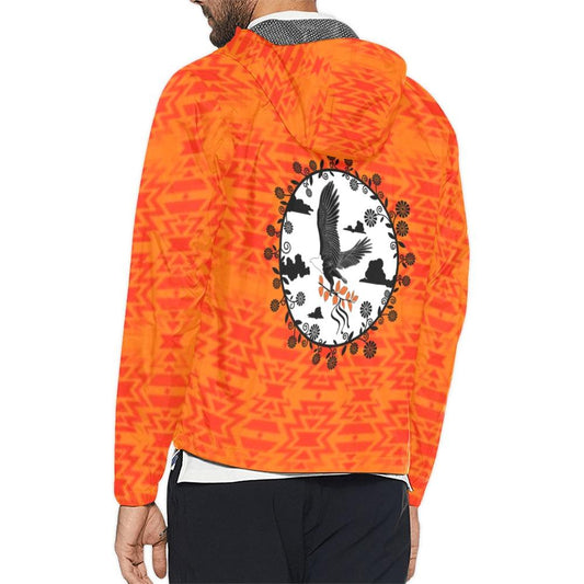 Fire Colors and Turquoise Orange Carrying Their Prayers Unisex All Over Print Windbreaker (Model H23) All Over Print Windbreaker for Men (H23) e-joyer 